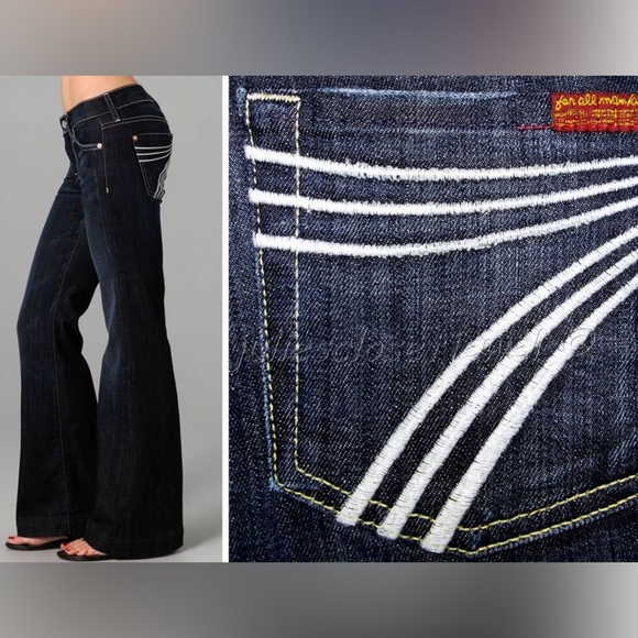 7 For All Mankind Dark Blue Flare Jeans - Picture 1 of 13